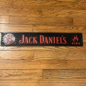 NEW! JACK DANIELS WHISKEY 21" RUBBER BAR MAT Tennessee Fire Dept MANCAVE